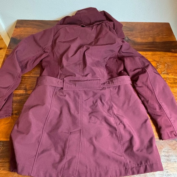 Sebby Collection Burgundy Water Resistant Windproof Hooded Trench Women's XL - Picture 5 of 7